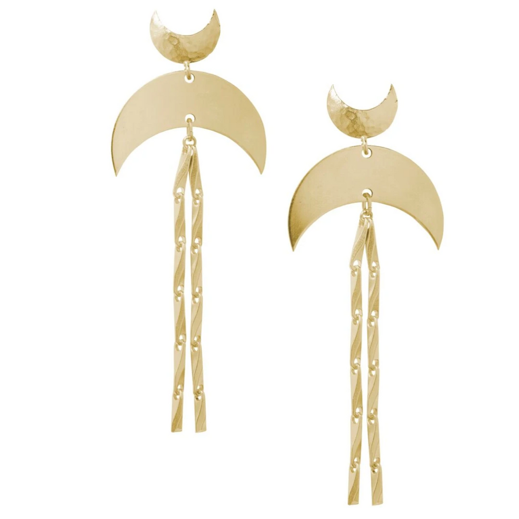 Super Moon Brass Earrings - Leo With Love 